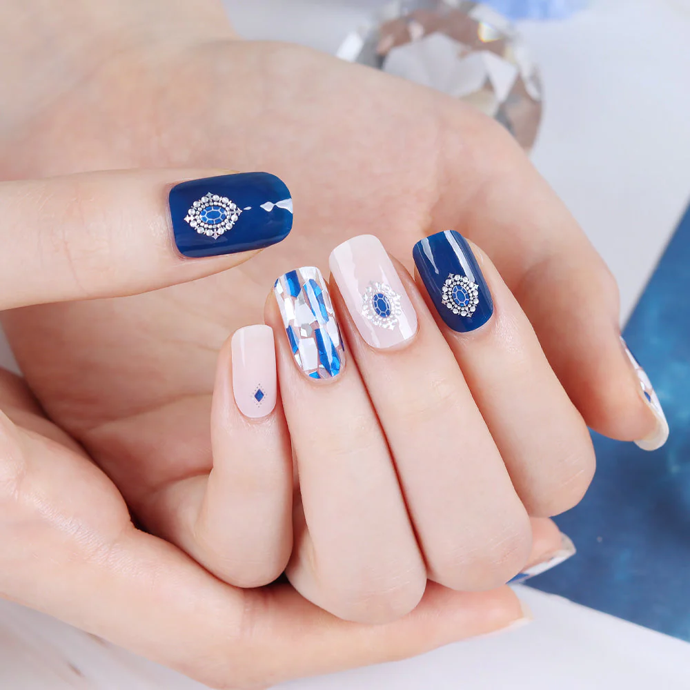 Gel Nail Strips - Sapphire Bling Shell - Image 3